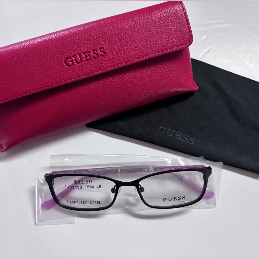 NEW GUESS GU 9155-3 005 BLACK PINK AUTHENTIC EYEGLASSES FRAMES W/CASE 48-15